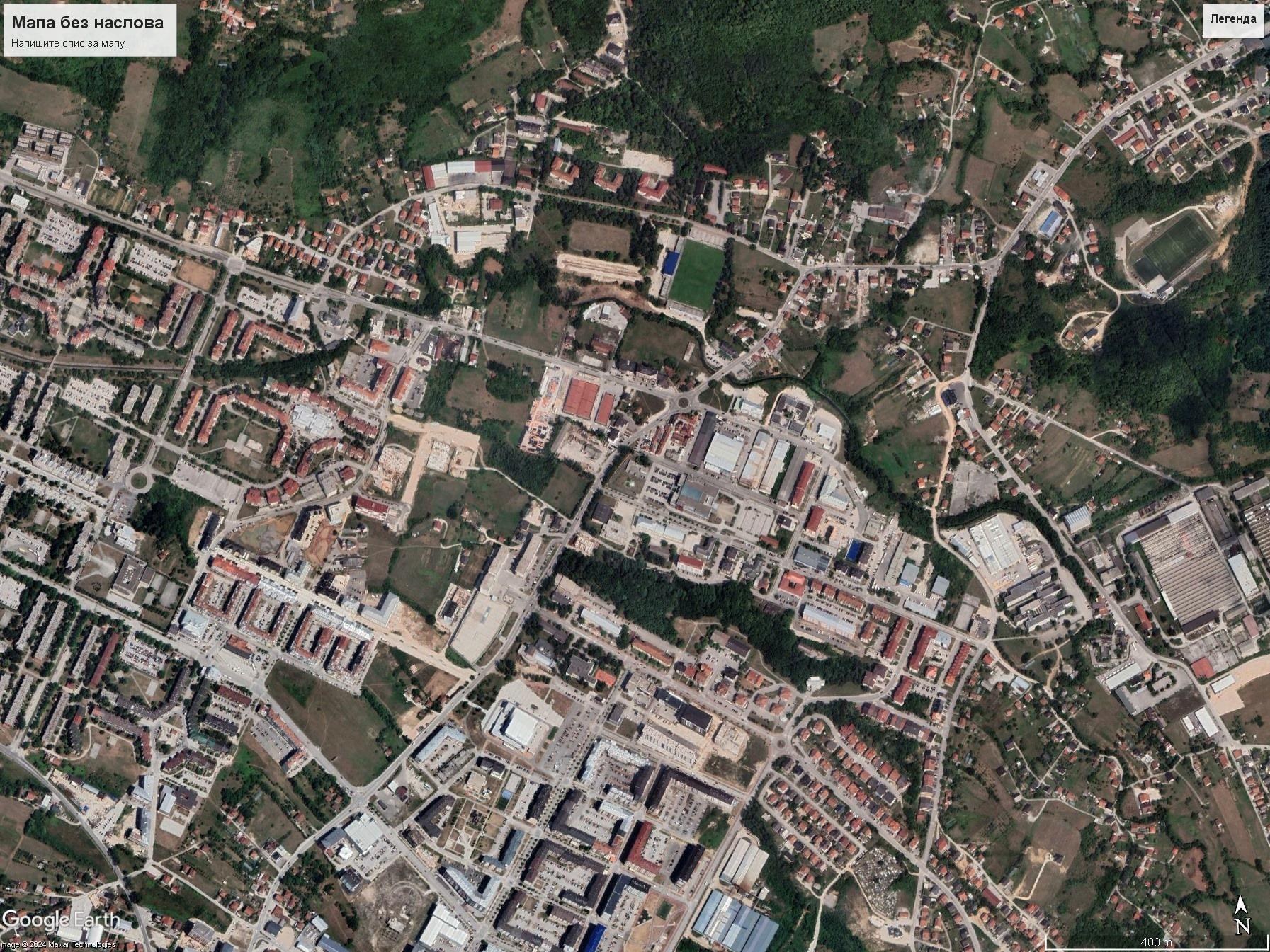 Satelitska karta Istočnog Novog Sarajeva s lokacijom Gitros Residence označenom prema katalogu.